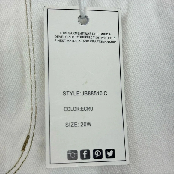 Judy Blue Jeans Plus 20W Straight Fit High Waist Ecru Mid Distressed 38x32 NWT - Picture 8 of 10